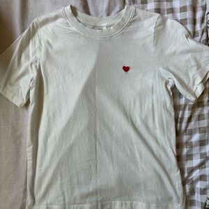 White T-Shirt with Red Heart